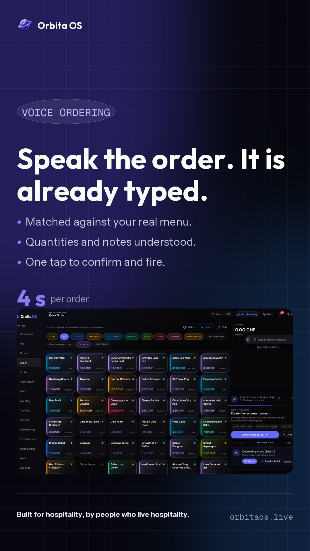 Orbita OS — Story / Reel — comanda por voz